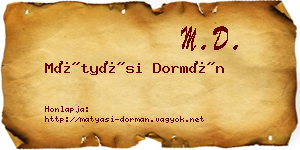 Mátyási Dormán névjegykártya